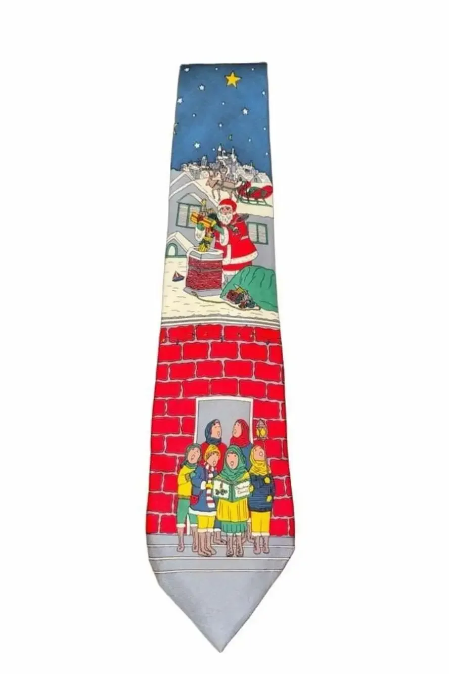 Wembley Chimney Mens Neck Tie Necktie Christmas Santa Rooftop Carolers